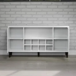 Hioshop Evolution dressoir 2 deuren- 1 plank- 8 flessen wijn wit- zwart