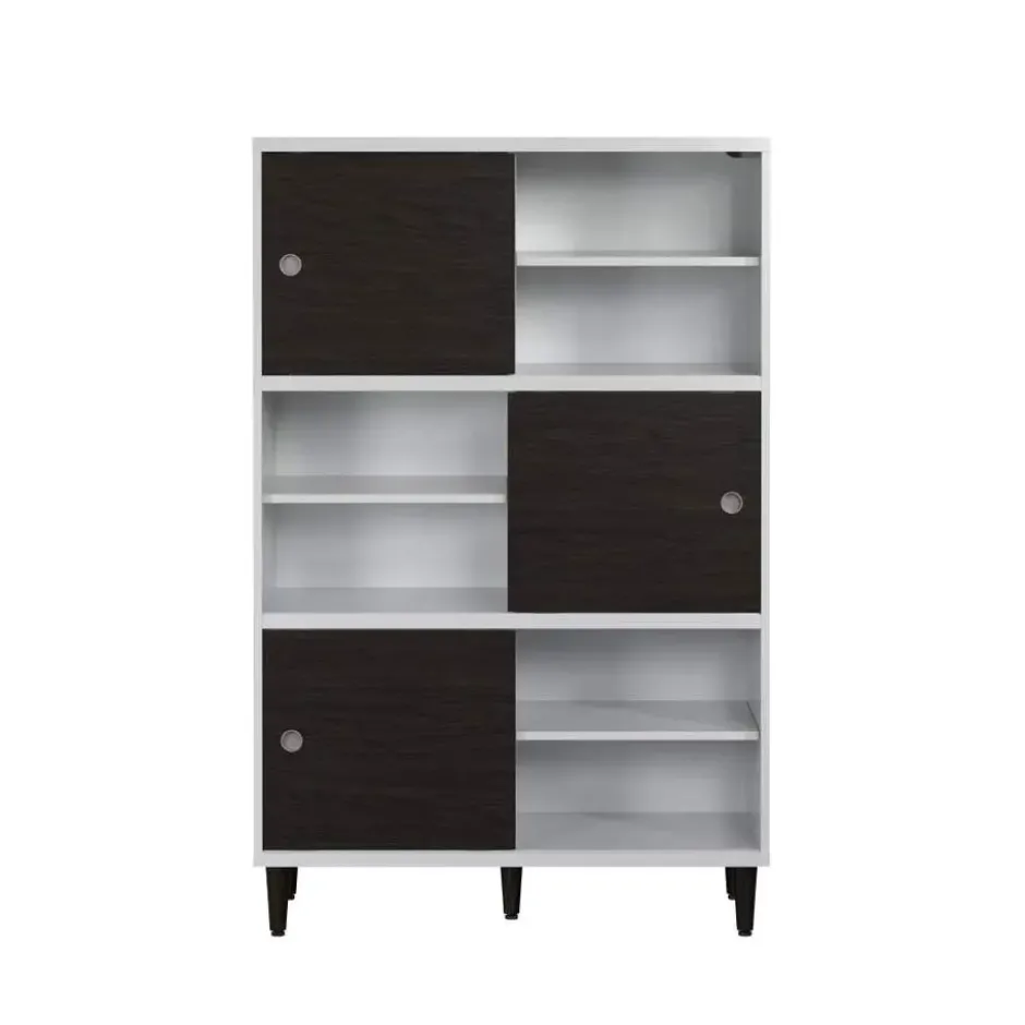 Hioshop Evolution wandkast 3 deuren- 6 planken wit- zwart