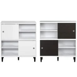 Hioshop Evolution wandkast 2 deuren- 4 planken wit- zwart