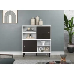 Hioshop Evolution wandkast 2 deuren- 4 planken wit- zwart