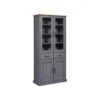 Hioshop Forenzo vitrinekast 4 deuren- 2 lades grijs- natuur