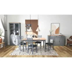 Hioshop Forenzo vitrinekast 4 deuren- 2 lades grijs- natuur