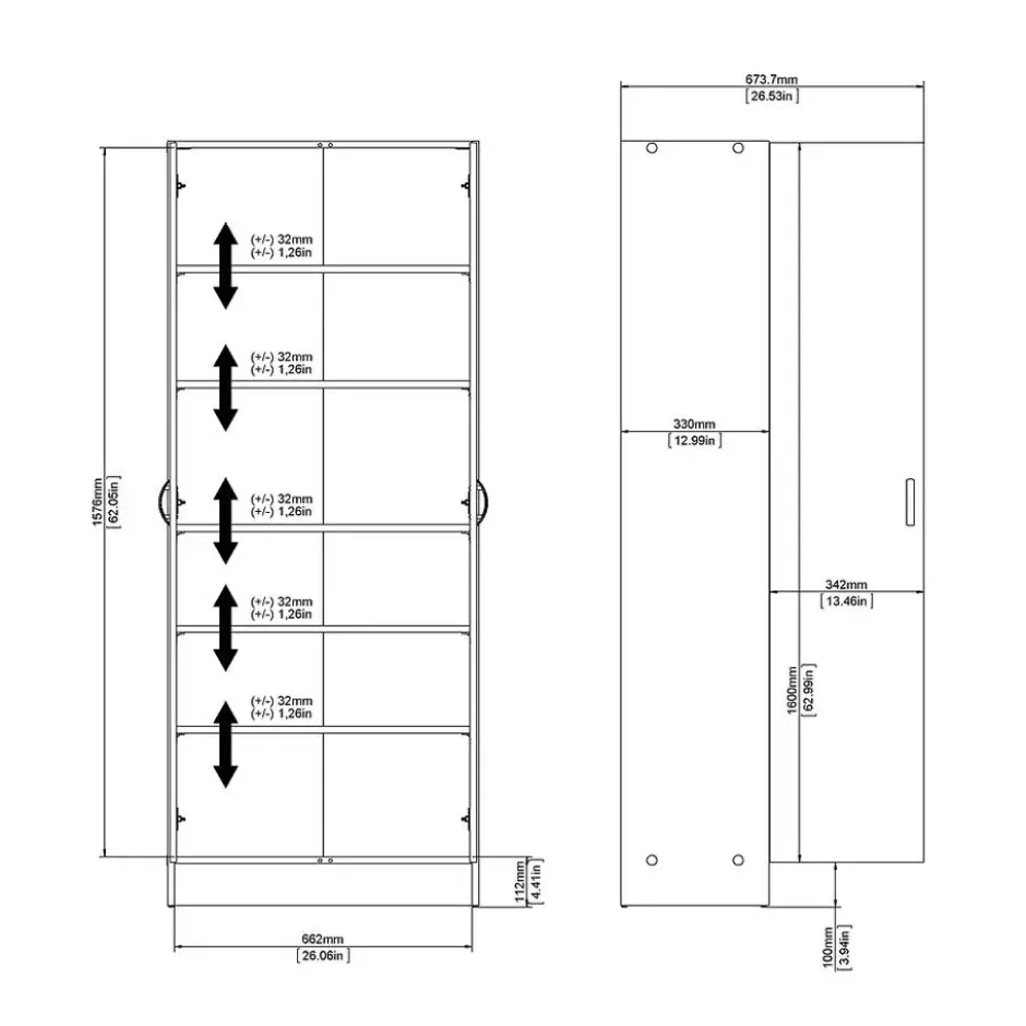 Hioshop Fox kledingkast met 2 deuren- wit