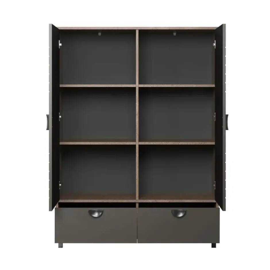 Hioshop Fusion vitrinekast 2 deuren- 2 lades brons decor