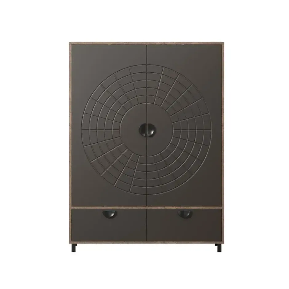 Hioshop Fusion vitrinekast 2 deuren- 2 lades brons decor