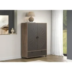 Hioshop Fusion vitrinekast 2 deuren- 2 lades brons decor