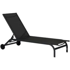 Hioshop Halfdan ligbed 5 posities met wielen zwart