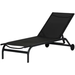 Hioshop Halfdan ligbed 5 posities met wielen zwart