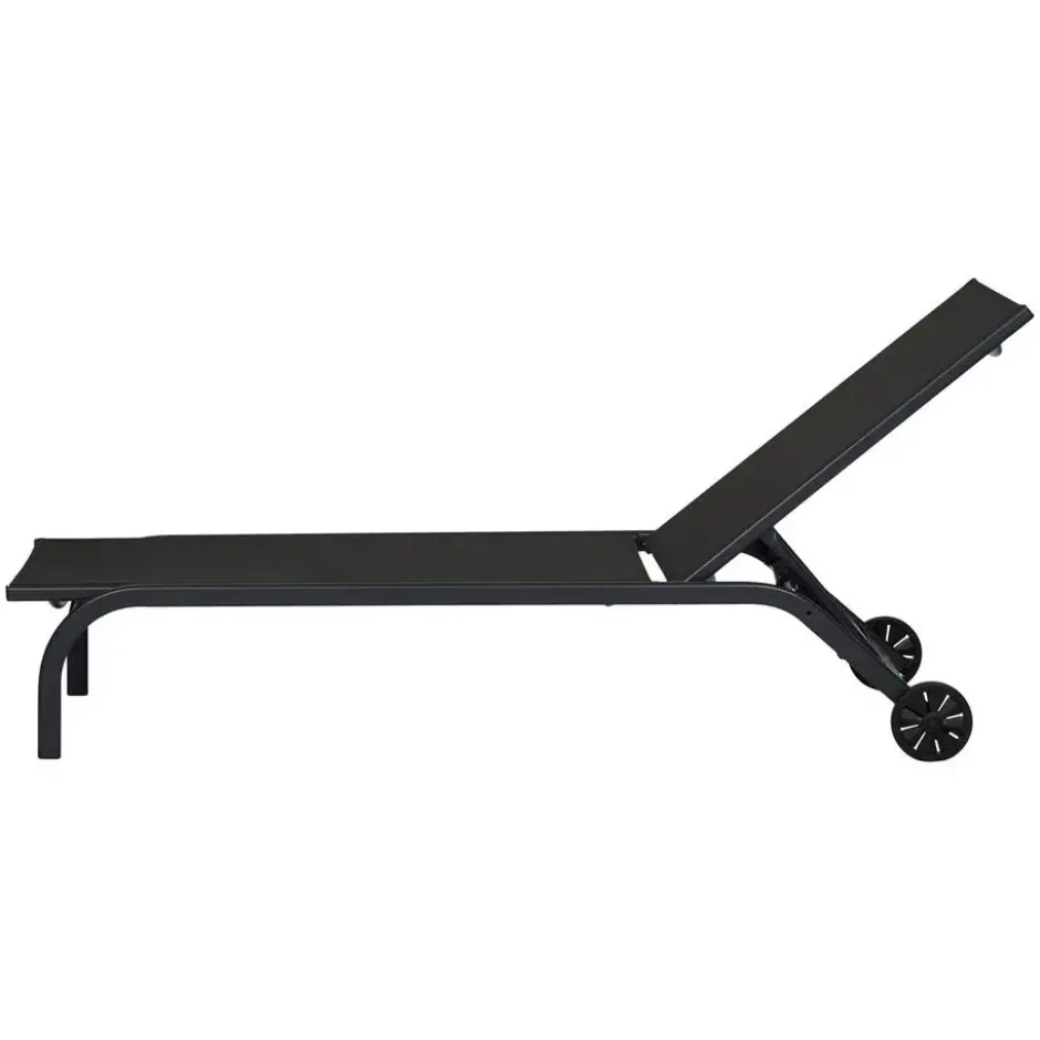 Hioshop Halfdan ligbed 5 posities met wielen zwart