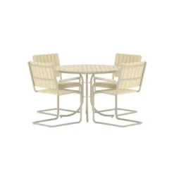 Hioshop Holmsund tuinmeubelset tafel 100x100cm 4 stoelen beige