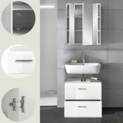 Hioshop Ice badkamer I60 wit hoogglans- wit