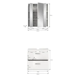 Hioshop Ice badkamer I60 wit hoogglans- wit