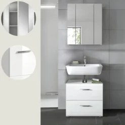 Hioshop Ice badkamer I60 wit hoogglans- wit
