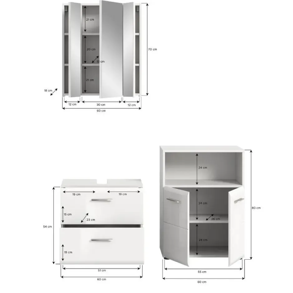 Hioshop Ice badkamer I59 wit hoogglans- wit