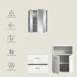Hioshop Ice badkamer I59 wit hoogglans- wit