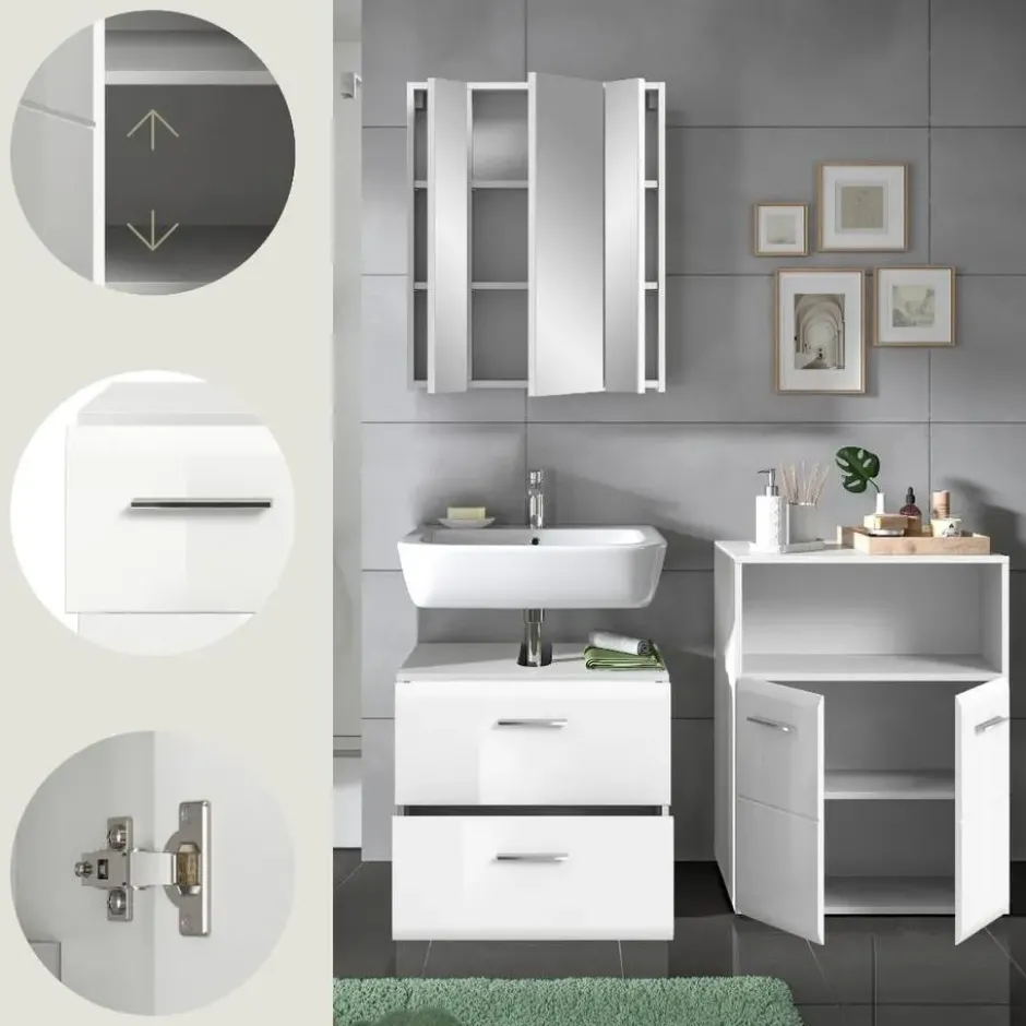 Hioshop Ice badkamer I59 wit hoogglans- wit