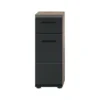 Hioshop Ice badkamerkast 1 deur- 1 lade zwart mat- eiken decor
