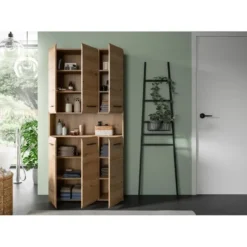 Hioshop Ice badkamerkast 6 deuren- 1 plank eiken decor