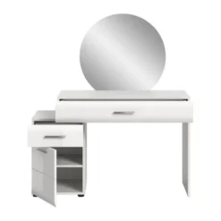 Hioshop Ice kaptafel inclusief spiegel 1 deur- 2 lades wit hoogglans- wit