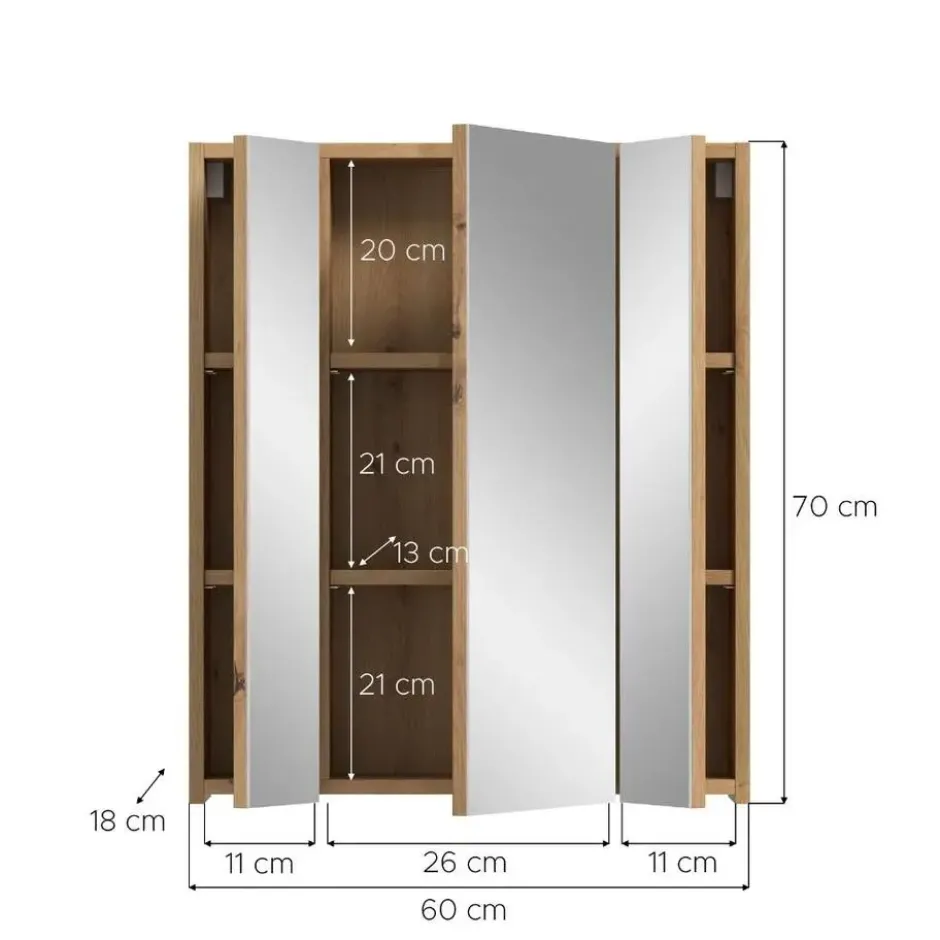 Hioshop Ice spiegelkast eiken decor