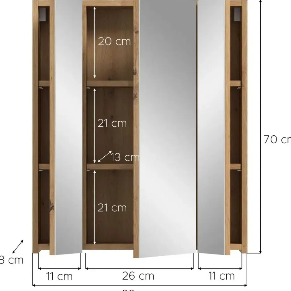 Hioshop Ice spiegelkast eiken decor