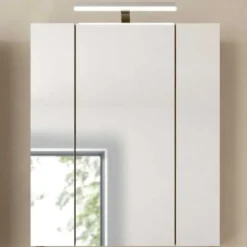 Hioshop Ice spiegelkast inclusief verlichting 3 spiegeldeuren zwart mat- eiken