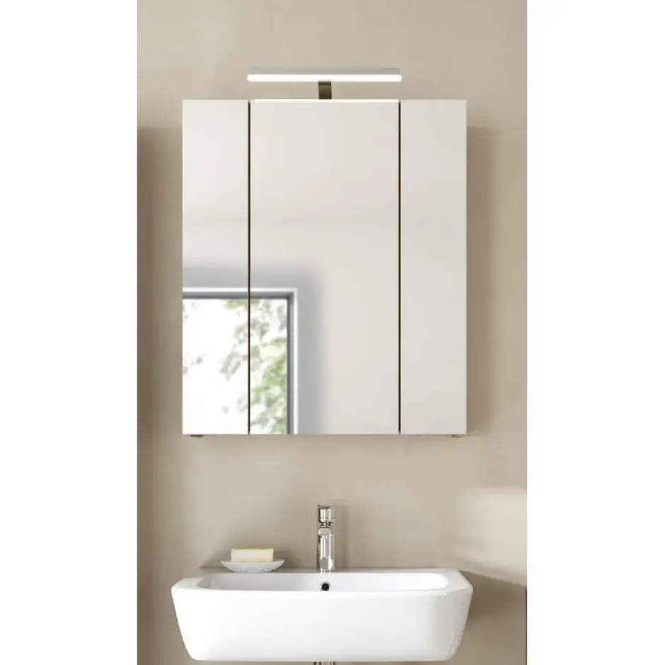 Hioshop Ice spiegelkast inclusief verlichting 3 spiegeldeuren zwart mat- eiken
