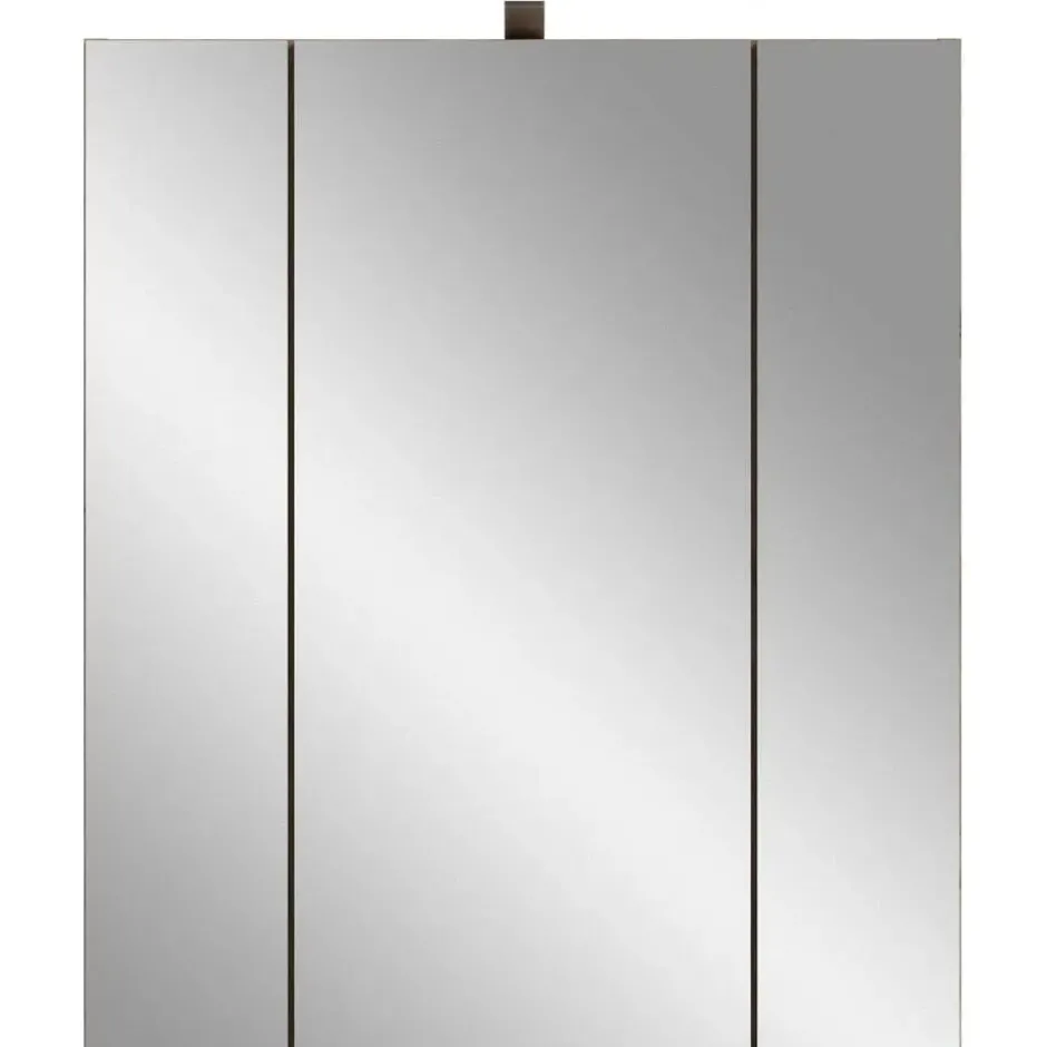 Hioshop Ice spiegelkast inclusief verlichting 3 spiegeldeuren zwart mat- eiken