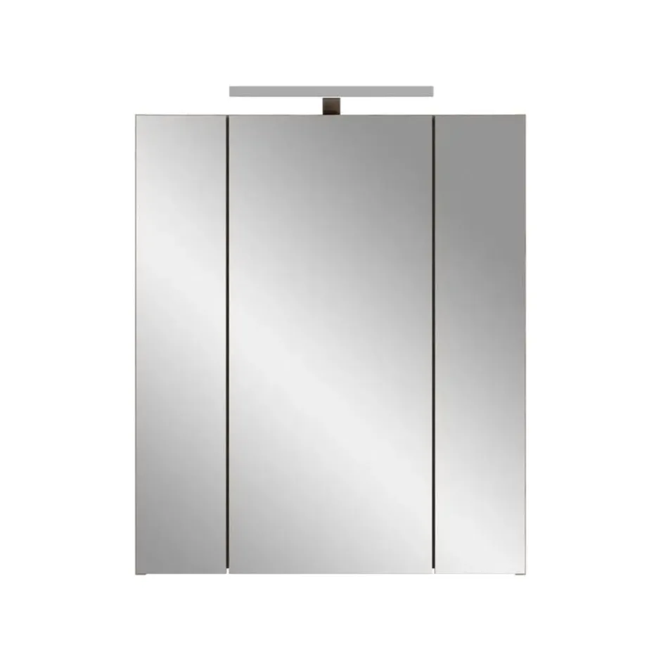 Hioshop Ice spiegelkast inclusief verlichting 3 spiegeldeuren zwart mat- eiken