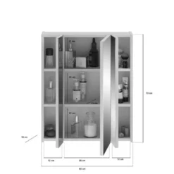 Hioshop Ice spiegelkast inclusief verlichting 3 spiegeldeuren wit hoogglans-