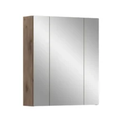 Hioshop Ice spiegelkast zwart mat- eiken decor
