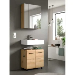 Hioshop Ice wastafel 2 deuren eiken decor