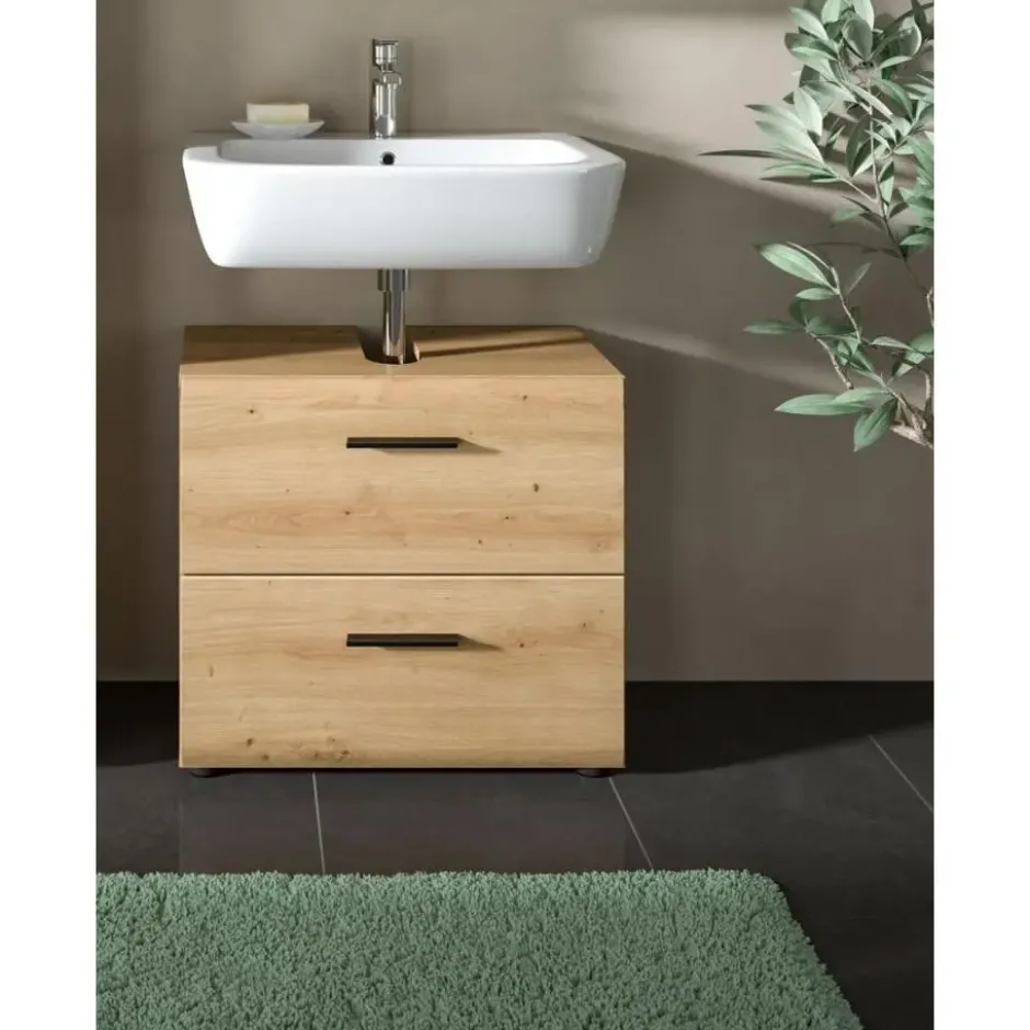Hioshop Ice wastafel 2 deuren eiken decor