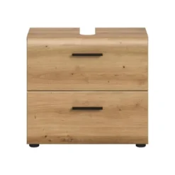 Hioshop Ice wastafel 2 lades eiken decor