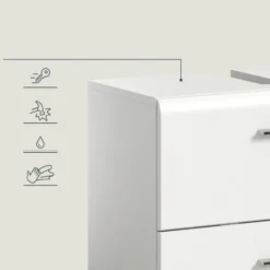 Hioshop Ice wastafel 2 lades wit hoogglans- wit