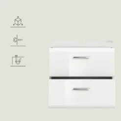 Hioshop Ice wastafel 2 lades wit hoogglans- wit