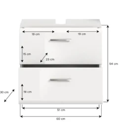 Hioshop Ice wastafel 2 lades wit hoogglans- wit