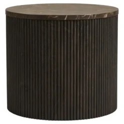 Hioshop Ida salontafel hoektafel Ø45cm marmerdecor bruin