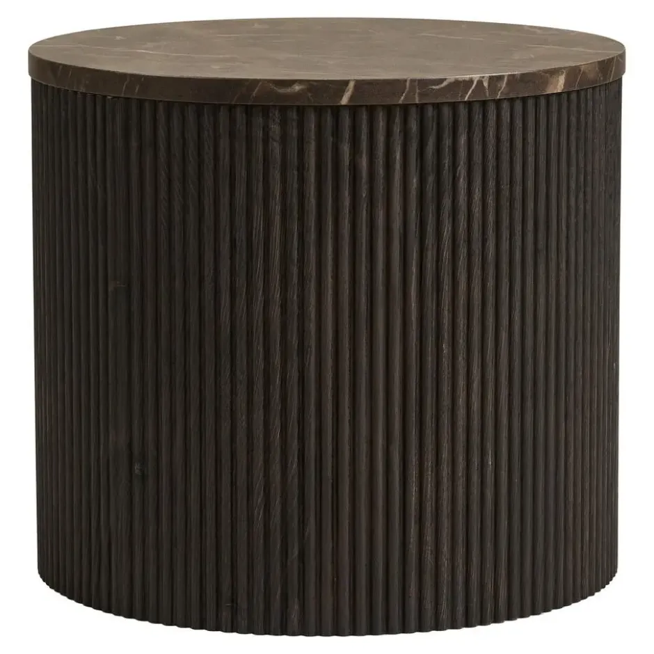 Hioshop Ida salontafel hoektafel Ø45cm marmerdecor bruin