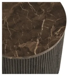 Hioshop Ida salontafel hoektafel Ø45cm marmerdecor bruin