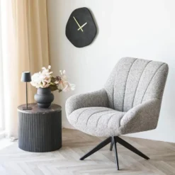 Hioshop Ida salontafel hoektafel Ø45cm marmerdecor bruin