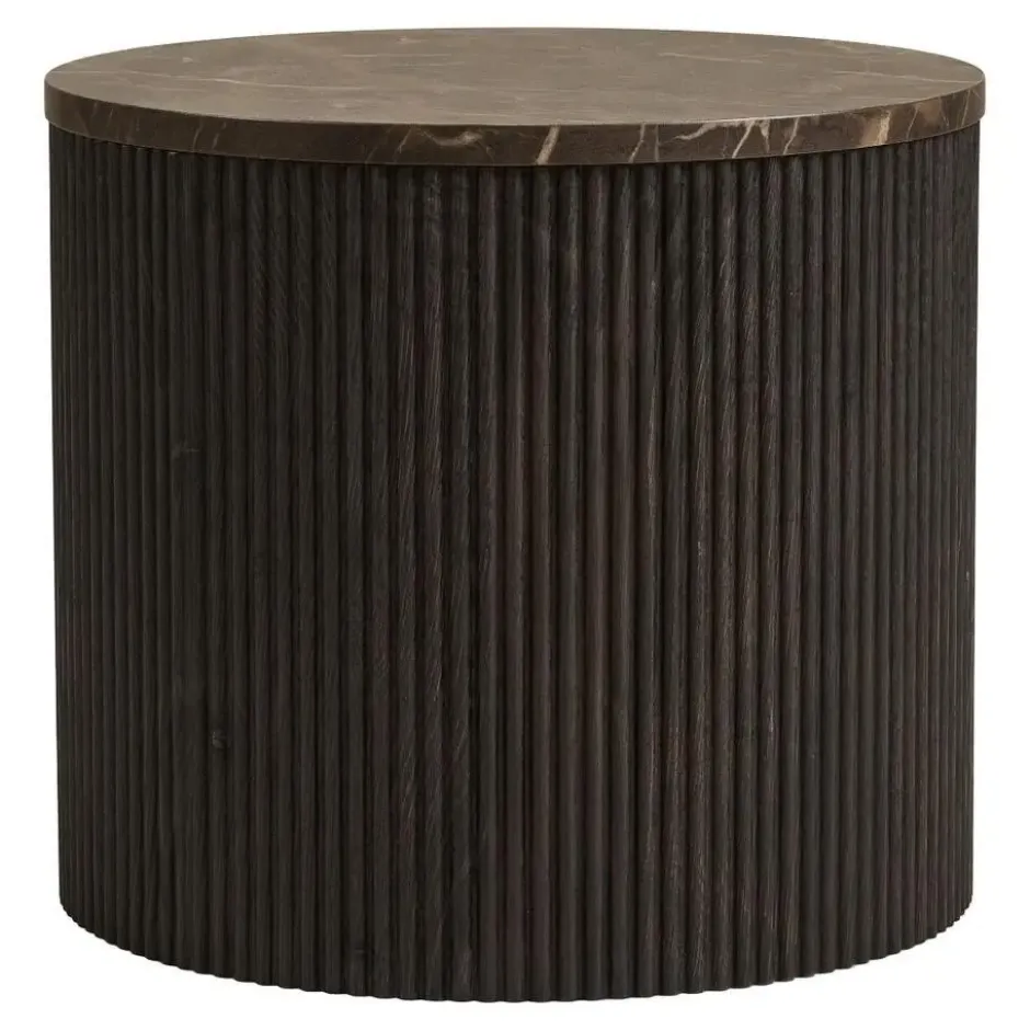 Hioshop Ida salontafel hoektafel Ø45cm marmerdecor bruin
