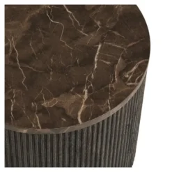 Hioshop Ida salontafel hoektafel Ø45cm marmerdecor bruin