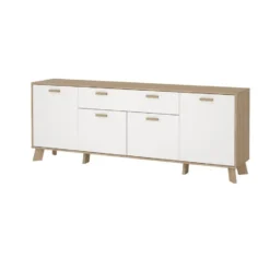 Hioshop Ikast dressoir 4 deuren- 1 lade eiken decor- wit