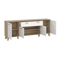 Hioshop Ikast dressoir 4 deuren- 1 lade eiken decor- wit