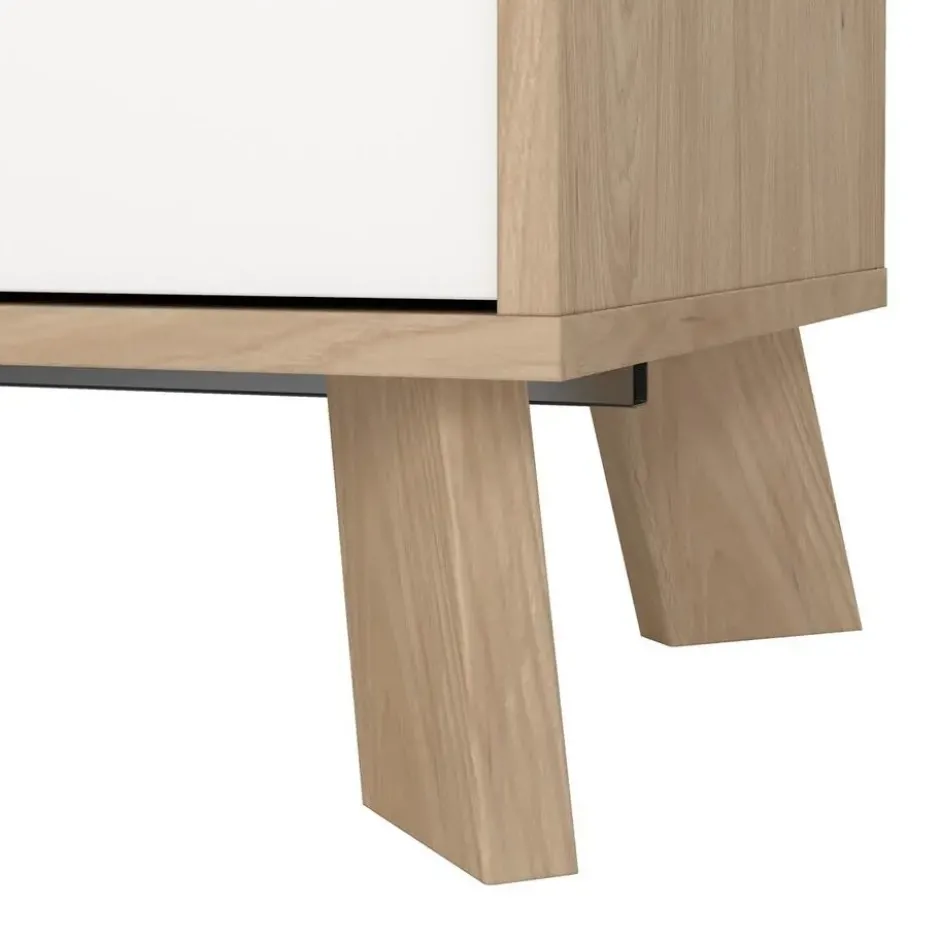 Hioshop Ikast dressoir 2 deuren- 3 lades eiken decor- wit