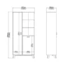 Hioshop Ikast vitrinekast 2 deuren- 3 planken eiken decor- wit