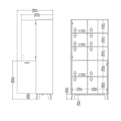 Hioshop Ikast vitrinekast 2 deuren- 3 planken eiken decor- wit