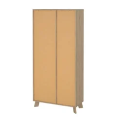 Hioshop Ikast vitrinekast 2 deuren- 3 planken eiken decor- wit