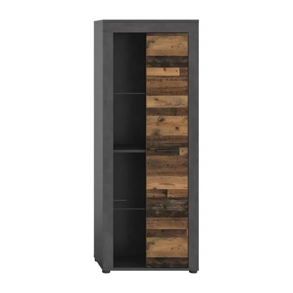 Hioshop Jam vitrinekast 1 glasdeur eiken decor